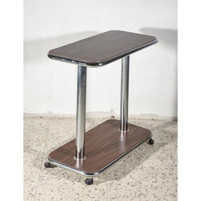 Italian Trolley Table in Wood and Chromed Steel, 1980s-RAQ-750694