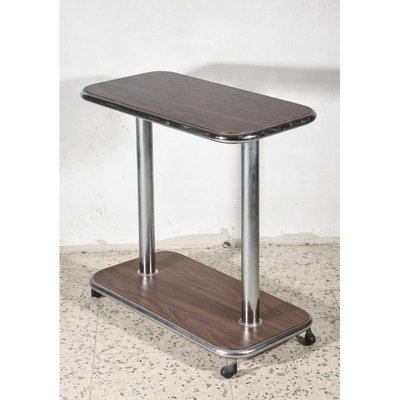 Italian Trolley Table in Wood and Chromed Steel, 1980s-RAQ-750694