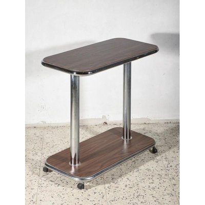 Italian Trolley Table in Wood and Chromed Steel, 1980s-RAQ-750694