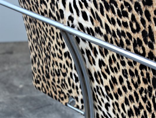 Italian Tubular Chair with Leopard Pattern from Saporiti Italia, 1960s-HZ-684253