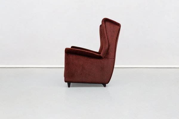 Italian Two-Seat Sofa in Red Corduroy Velvet by Grand Hotel Duomo Milano, 1950-GDD-1096879