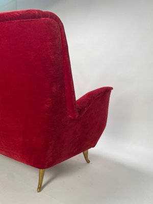 Italian Two-Seater Red Sofa from by I.S.A. Bergamo, 1950s-KKZ-1814268