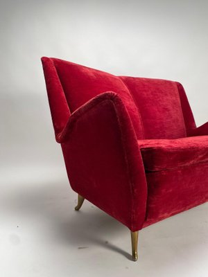 Italian Two-Seater Red Sofa from by I.S.A. Bergamo, 1950s-KKZ-1814268