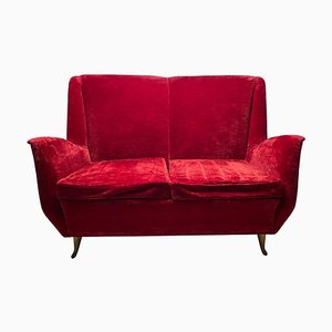 Italian Two-Seater Red Sofa from by I.S.A. Bergamo, 1950s-KKZ-1814268