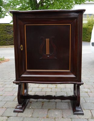 Italian Two-Tone Mahogany Lyre Cabinet in the Style of Borsani-AWL-1289969