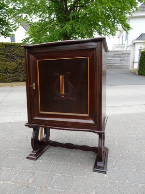 Italian Two-Tone Mahogany Lyre Cabinet in the Style of Borsani-AWL-1289969