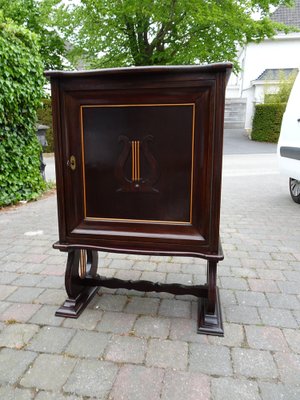 Italian Two-Tone Mahogany Lyre Cabinet in the Style of Borsani-AWL-1289969