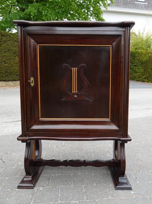 Italian Two-Tone Mahogany Lyre Cabinet in the Style of Borsani-AWL-1289969