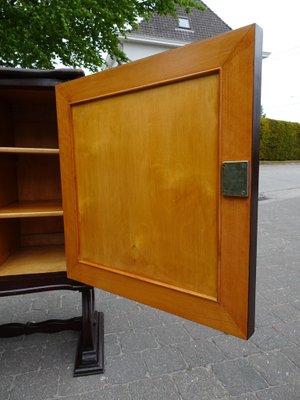 Italian Two-Tone Mahogany Lyre Cabinet in the Style of Borsani-AWL-1289969