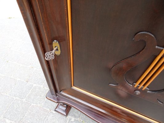 Italian Two-Tone Mahogany Lyre Cabinet in the Style of Borsani-AWL-1289969