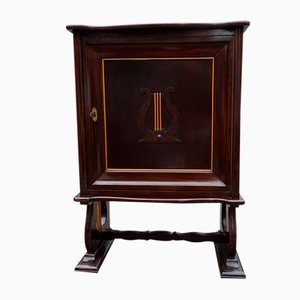 Italian Two-Tone Mahogany Lyre Cabinet in the Style of Borsani-AWL-1289969