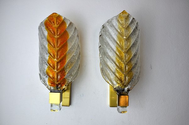 Italian Two-Tone Murano Wall Lamps from Mazzega, 1970s, Set of 2-EJE-1170085