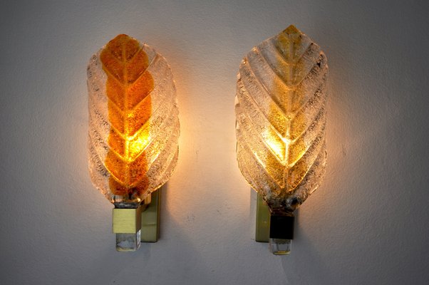 Italian Two-Tone Murano Wall Lamps from Mazzega, 1970s, Set of 2-EJE-1170085