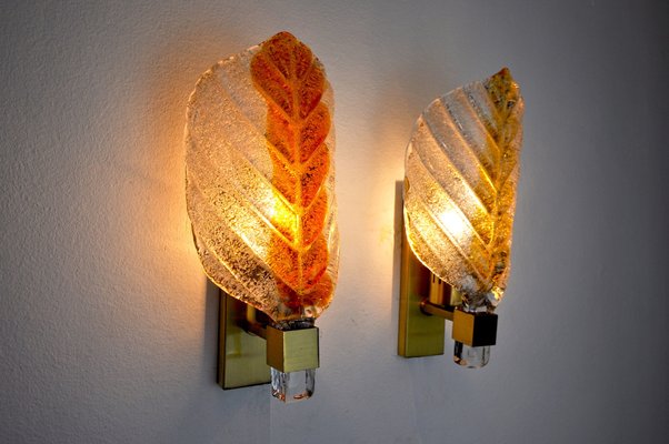 Italian Two-Tone Murano Wall Lamps from Mazzega, 1970s, Set of 2-EJE-1170085