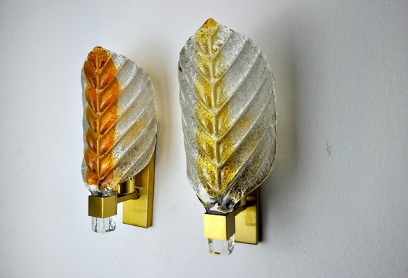 Italian Two-Tone Murano Wall Lamps from Mazzega, 1970s, Set of 2-EJE-1170085