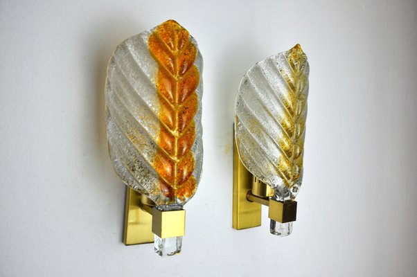 Italian Two-Tone Murano Wall Lamps from Mazzega, 1970s, Set of 2-EJE-1170085