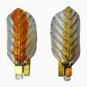 Italian Two-Tone Murano Wall Lamps from Mazzega, 1970s, Set of 2-EJE-1170085