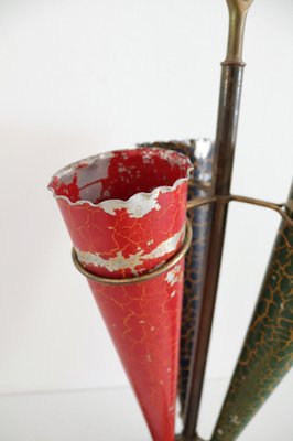 Italian Umbrella Stand in Brass and Marble, 1950s-VNE-978302