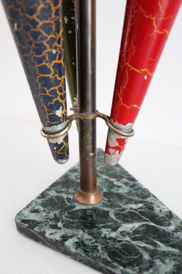 Italian Umbrella Stand in Brass and Marble, 1950s-VNE-978302