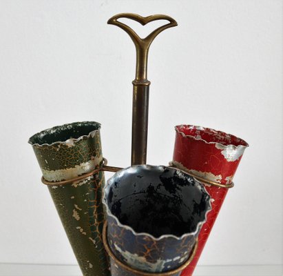 Italian Umbrella Stand in Brass and Marble, 1950s-VNE-978302