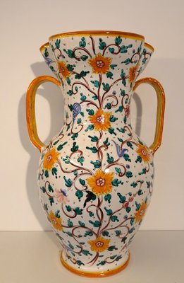 Italian Vase Majolica Ceramic from Proffessor Alfredo Santarelli, Perugia, Italy, 1950s-AWL-1702875