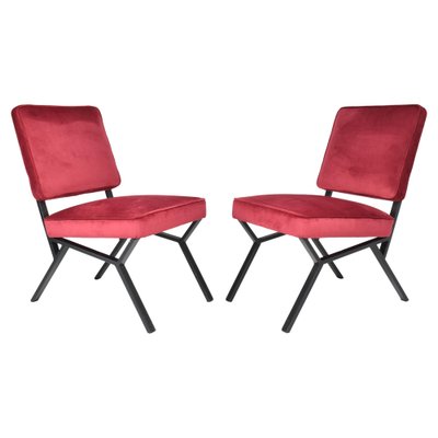 Italian Velvet Chairs, 1950s, Set of 2-GXL-1757295