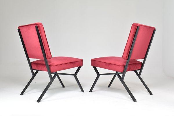 Italian Velvet Chairs, 1950s, Set of 2-GXL-1757295