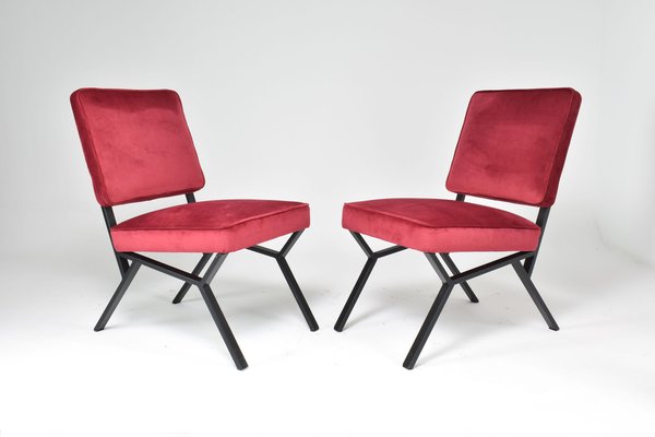 Italian Velvet Chairs, 1950s, Set of 2-GXL-1757295