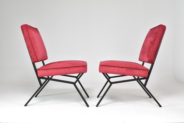 Italian Velvet Chairs, 1950s, Set of 2-GXL-1757295