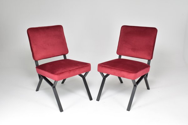 Italian Velvet Chairs, 1950s, Set of 2-GXL-1757295