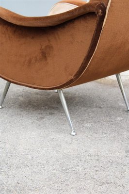 Italian Velvet Chromed Armchair with Feet in the Style of Zanuo, 1950s-EH-1278149