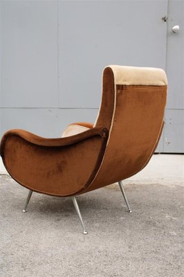 Italian Velvet Chromed Armchair with Feet in the Style of Zanuo, 1950s-EH-1278149