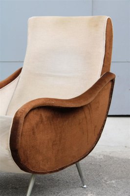 Italian Velvet Chromed Armchair with Feet in the Style of Zanuo, 1950s-EH-1278149