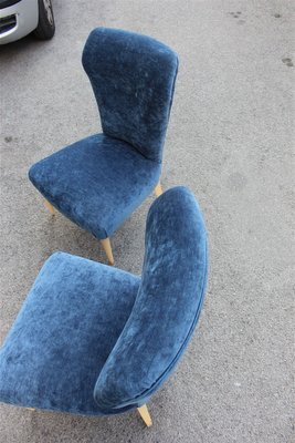 Italian Velvet Lounge Chairs, 1950s, Set of 2-EH-594873