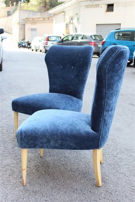 Italian Velvet Lounge Chairs, 1950s, Set of 2-EH-594873