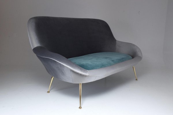 Italian Velvet Sofa from ISA Bergamo, 1950s-GXL-590590