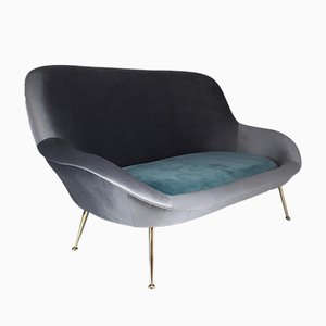 Italian Velvet Sofa from ISA Bergamo, 1950s-GXL-590590