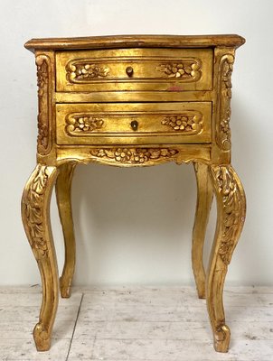 Italian Venetian Style Gold Painted Chest with Drawers and Floral Motifs, 1950s-WZZ-1152629