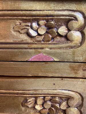 Italian Venetian Style Gold Painted Chest with Drawers and Floral Motifs, 1950s-WZZ-1152629