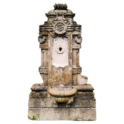 Italian Vertical Wall Fountain in Limestone, 1900s-FDW-2019665