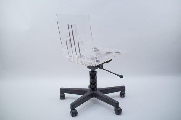 Italian Very Acrylic Glass Desk Chair, 1990s-KQB-1088722