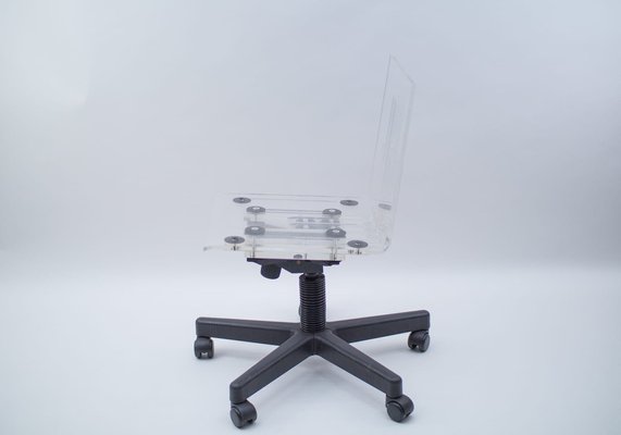 Italian Very Acrylic Glass Desk Chair, 1990s-KQB-1088722