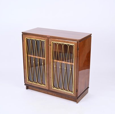 Italian Vitrine Showcase in Walnut and Gilt Metal from Castelli / Anonima Castelli, Italy, 1950s-JDR-1738277