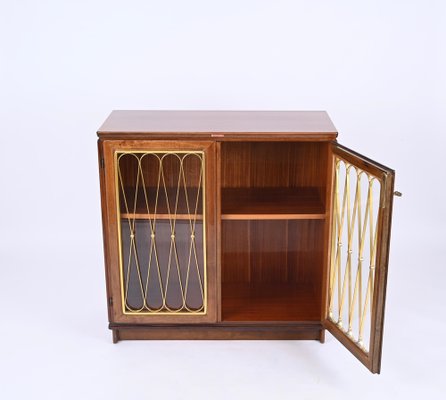 Italian Vitrine Showcase in Walnut and Gilt Metal from Castelli / Anonima Castelli, Italy, 1950s-JDR-1738277