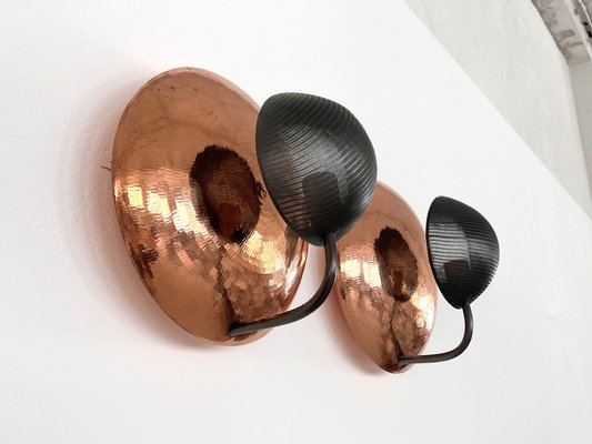 Italian Wall Sconces in Copper and Black Perforated Metal, 1970s, Set of 2-VNE-1798774