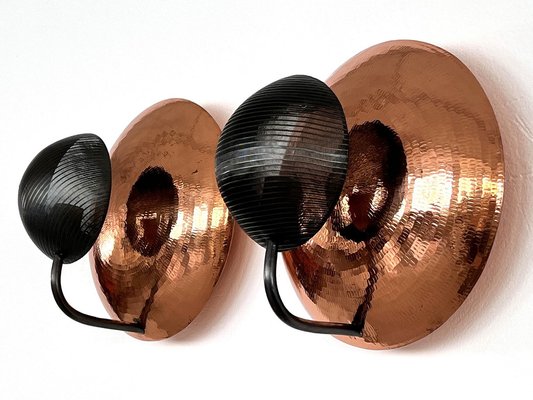 Italian Wall Sconces in Copper and Black Perforated Metal, 1970s, Set of 2-VNE-1798774