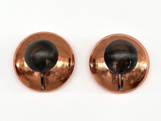 Italian Wall Sconces in Copper and Black Perforated Metal, 1970s, Set of 2-VNE-1798774