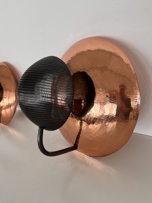 Italian Wall Sconces in Copper and Black Perforated Metal, 1970s, Set of 2-VNE-1798774