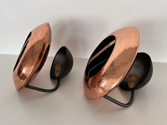 Italian Wall Sconces in Copper and Black Perforated Metal, 1970s, Set of 2-VNE-1798774