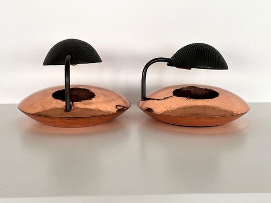 Italian Wall Sconces in Copper and Black Perforated Metal, 1970s, Set of 2-VNE-1798774